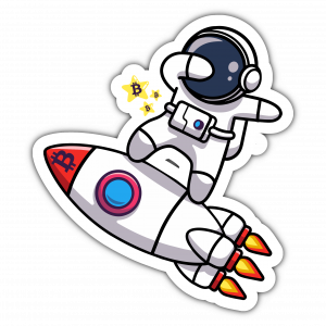 Bitcoin Astronaut Dabbing on Rocket (60mm)
