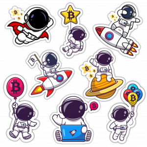 Full Set of 8 Bitcoin Astronaut Stickers