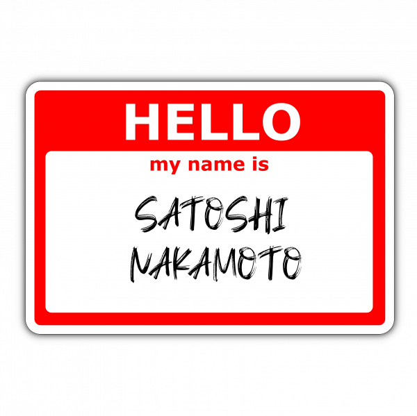 HELLO my name is SATOSHI NAKAMOTO Sticker (80x54mm)